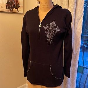 Embellished Christine Alexander hooded thermal top